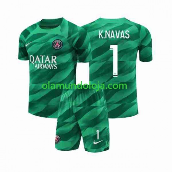 Camisola Paris Saint-Germain K.NAVAS 1 Guarda-redes Criança Equipamento Primeiro 2023-2024 Manga Curta